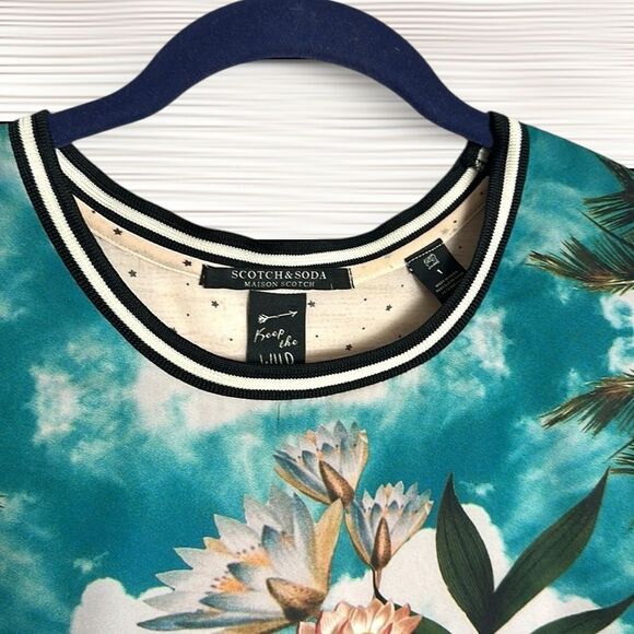Scotch & Soda Maison Scotch Top Blouse Exotic Flamingo Lotus Print US 4 - Picture 4 of 12